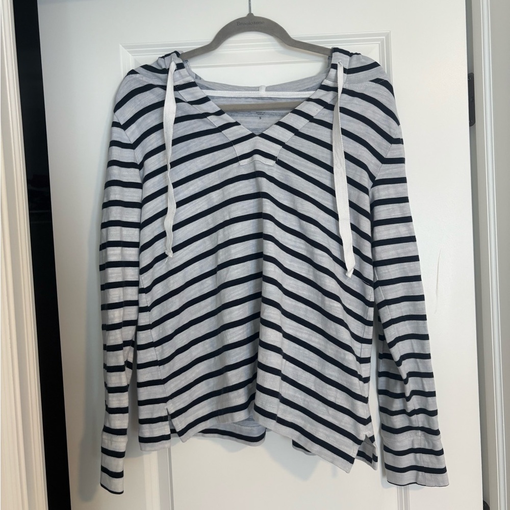 LOFT hooded striped knit long sleeve top-size small